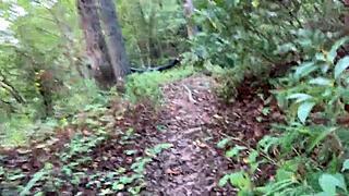 Clitlicker662 flashes pussy outdoors then orgasms sloppy in forest!