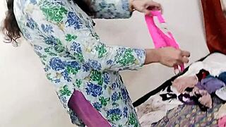 Indian maid slips into mistress's clothes for a bareback anal apology ride with her owner 😈🍑💦