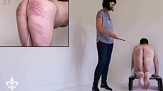 slave bound and caned before brutal fisting punishment