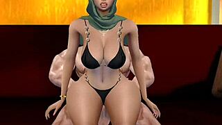 arab hijab slut spreads wide for deep pussy pounding