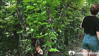 SEXY VIXEN BOUND OUTDOORS GAGGING ON TICKLE FETISH IN STOCKINGS!