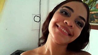 Latin stepsis brunette sucks daddy's cock till cum in mouth then rough doggy creampie!