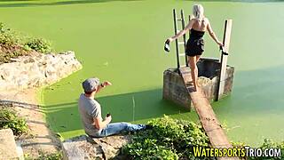 curious slut takes monster cock outdoor while peeing in hardcore golden shower kink