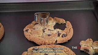 Petite Brunette Teen Fucks While Baking Shaking Ass