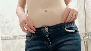 Skinny teen undresses wet panties in bath, pisses through them, squeezes into your mouth while dirty talking!