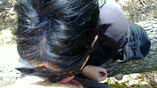 The chubby Indian milf slave keeps sucking cumshot after whipping