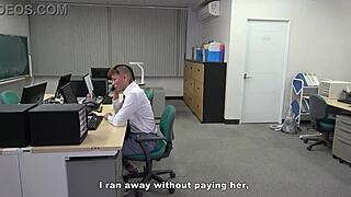 japanese office mistress mero smokes cigarette while facesitting in skirt and boots