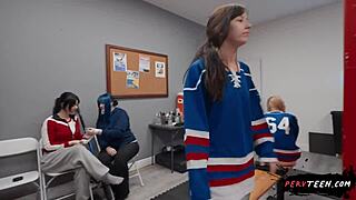 Big ass teen sneaks public pov blowjob in locker room