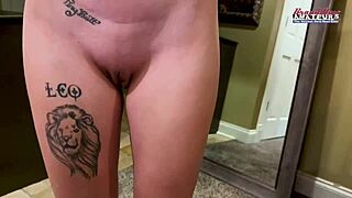 Petite Inked Blonde Fingers Twat and Rubs Juicy Tits Before Ball Licking Rimjob