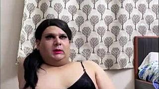 shemale monica m teases nipples masturbating small cock desperately