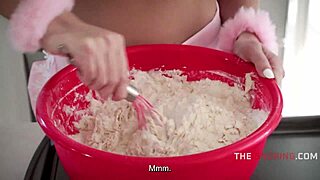 Petite Brunette Teen Fucks While Baking Shaking Ass