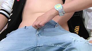 your horny stepmom in jeans strokes your monster cock till you explode