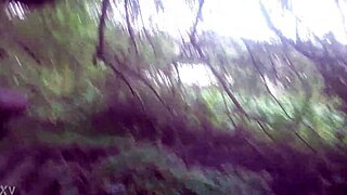 Dude jerks off huge cumshot right in the trees 🌳💦