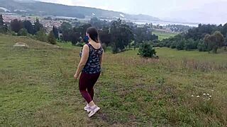 madrastra flashes huge tits ass and fat pussy to stepson in forest then lets him grope