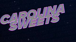 Blonde slut carolina sweets gapes shaved pussy and ass on big cock ride