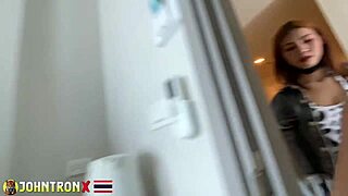 Redhead Asian Babe Shaved Pussy Creampie Pov Ride By Johntronx Rough!