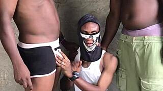 Amateur Black Monster Cock Gets Deepthroated Hard!