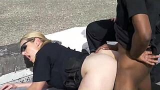 sloppy joslyn's saggy tits bounce while she sucks and fucks that black cock