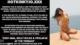feel that deep anal bulge and prolapse bulging from rooftop terrace play