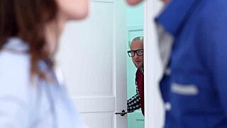 this busty brunette teen takes double penetration then a messy facial