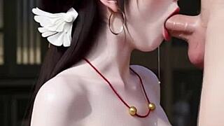 chaste beauty masters deepthroat swallowing semen with facial cum blast