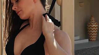 Petite Czech Brunette Strips Naked Outdoors Flaunting Curvy Bubble Butt