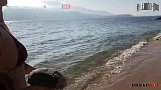 Perverted African Shows Tits on Beach Leads to Rock Fuck