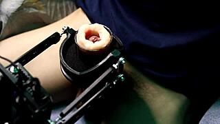 Latina Oiled Muscles Shake with Powerful Moans on Super Masturbation Machine