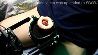 Latina Oiled Muscles Shake with Powerful Moans on Super Masturbation Machine