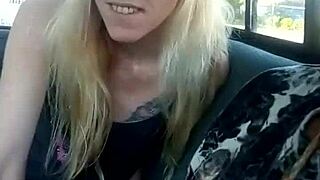 Redhead sneaks Chinese food lot blowjob and handjob voyeur