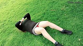 exhibitionist colombian cuñada flaunts thong and pussy in park to tease me part 1