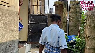 MDX Amateur Ebony Schoolgirl Bent Over Fucked Hard Doggystyle in Wet Garage Uniform 4K