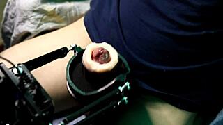 Latina Oiled Muscles Shake with Powerful Moans on Super Masturbation Machine