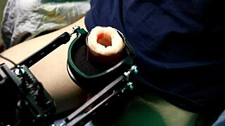 Latina Oiled Muscles Shake with Powerful Moans on Super Masturbation Machine