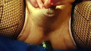 tranny rams huge dildo deep in ass until squirting orgasm