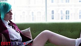 this hot british alt college girl fingers her pussy in lingerie till she squirts hard