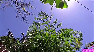 bikini pops her sugar baby teases skinny tattooed legs outdoors dirty