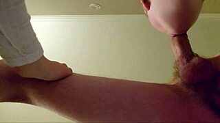 Chubby milf deepthroats dick before creampie fills her pussy close-up view