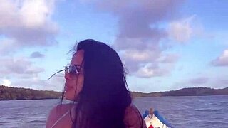 brazilian latina wife rides pov in bikini on rocking boat