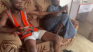 imagine ganging up with colleagues on this sexy skinny ebony tattooed babe