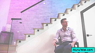 Busty skinny blonde masseuse, feel her wet nuru gel sliding over ryan mclane?