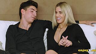 naughty housewife gives bj in kitchen then rides with squirting pussy play