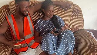 imagine ganging up with colleagues on this sexy skinny ebony tattooed babe