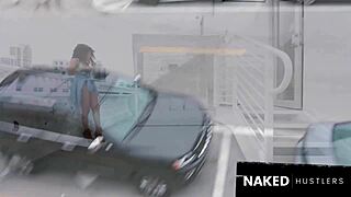 Light skin brown bunny drops her phat ass on stiff cock riding wet pussy outdoors