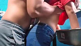 petite mexican milf bent over kitchen sink taking amateur doggy pounding