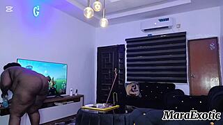 A fat ass housewife cleans naked then dances seductively around house