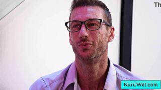 Busty skinny blonde masseuse, feel her wet nuru gel sliding over ryan mclane?