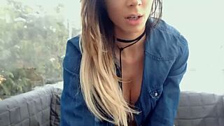 young big tits babe feels wild joy flashing outdoors on webcam