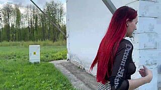 i risk bent over anal in park corner with stockings cumshot finish