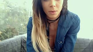 young big tits babe feels wild joy flashing outdoors on webcam